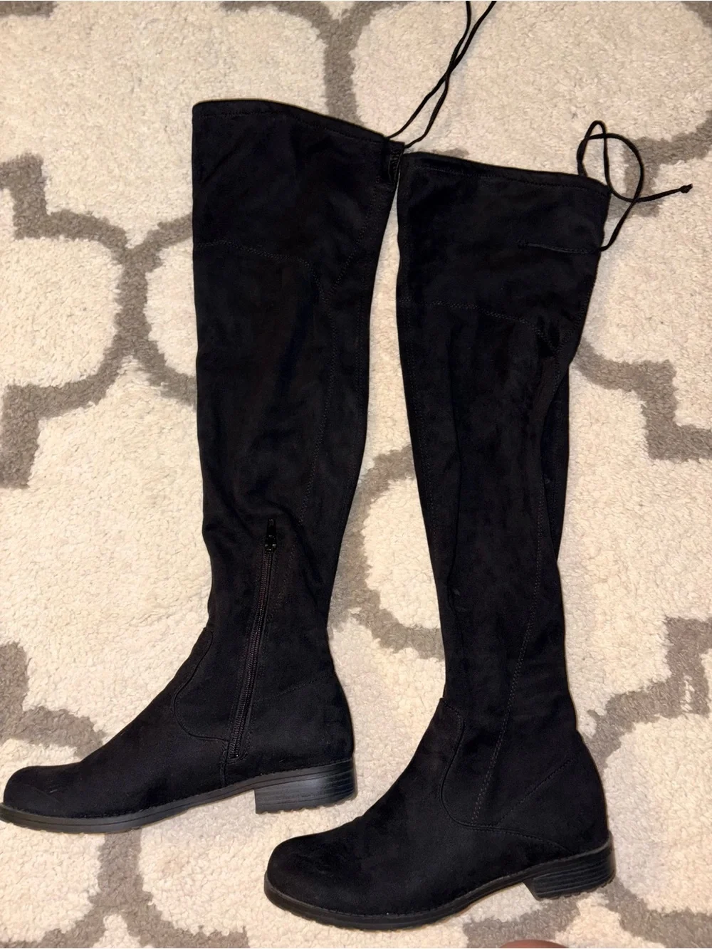 Black Over-the-Knee Suede Riding Boots - Women